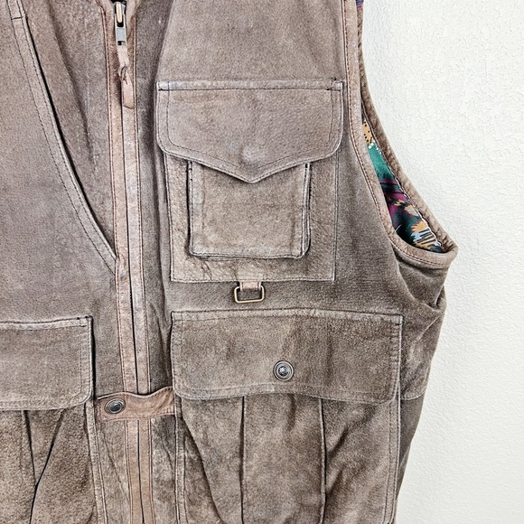 Vintage 1871 Brown Leather Cowboy Western Vest Sz Medium - Picture 5 of 11
